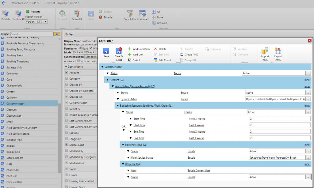 Woodford Sync Filter Customer Assets