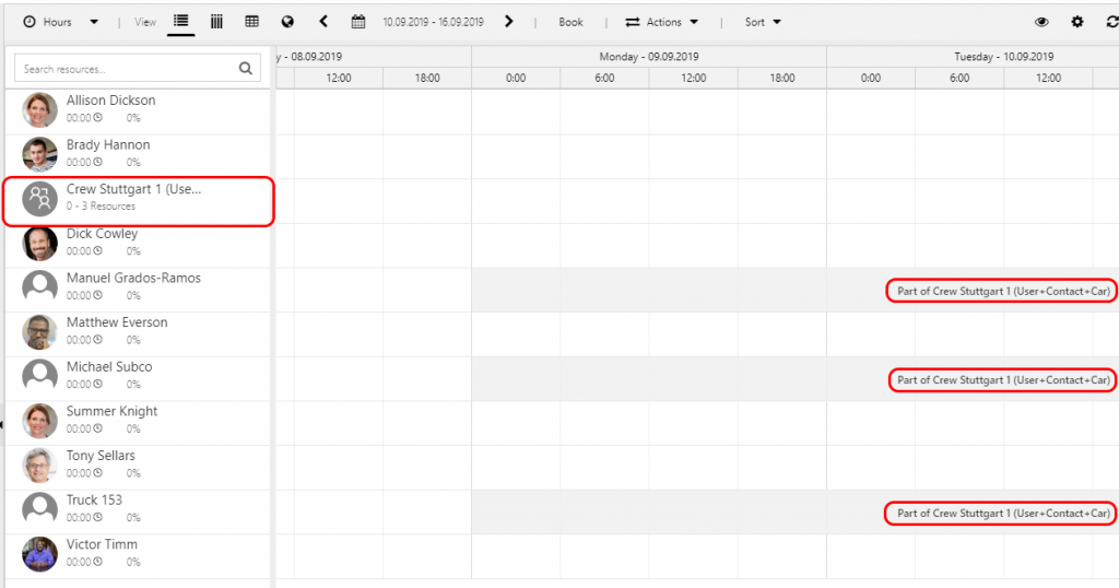 Dynamics 365 Field Service Schedule Board with Resource Crew