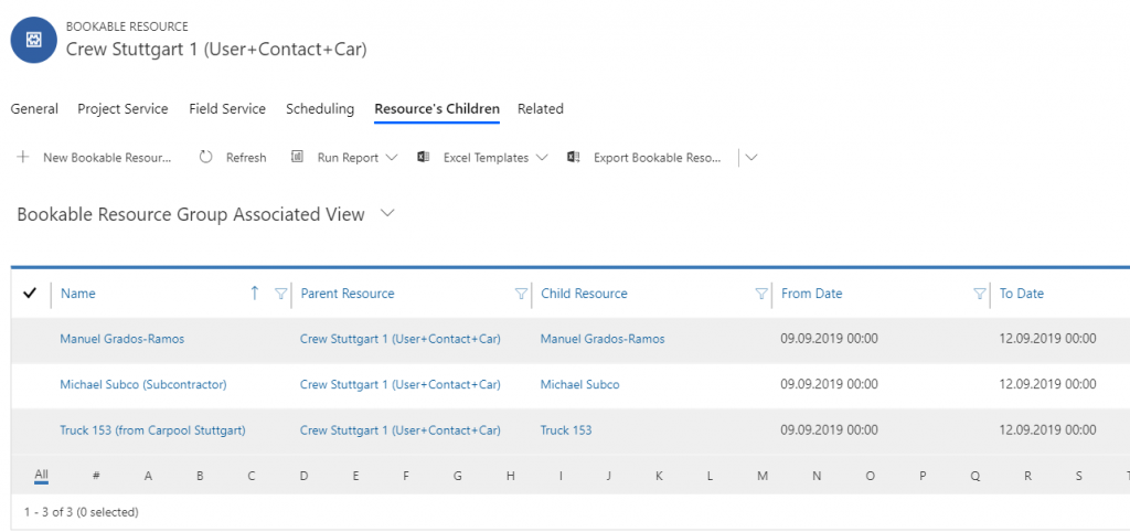 Dynamics 365 Field Service Resource Crew Members